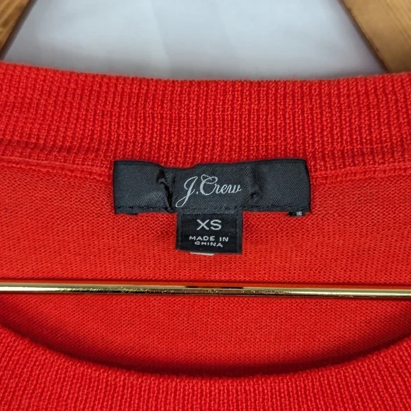 J. Crew Red Merino Wool Crew Neck 3/4 Sleeve Sweater - Picture 4 of 8